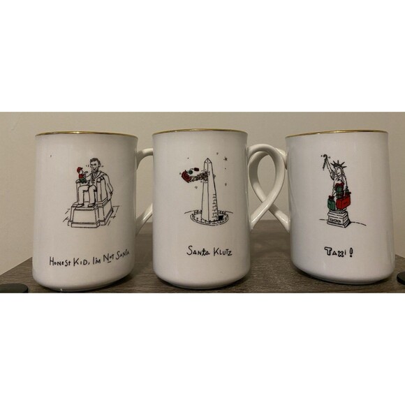 Set of 3 Vintage Merry Masterpieces Christmas Coffee Mug Cup First Edition 1999 - Picture 2 of 15
